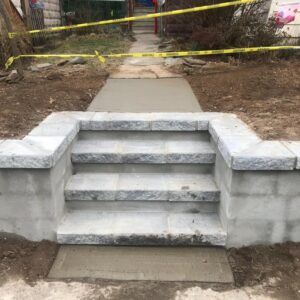 New Steps and Cinder Block Wall in North Arlington, New Jersey