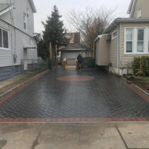 Interlock Paved Driveway with Matching Sidewalk in North Arlington, New Jersey