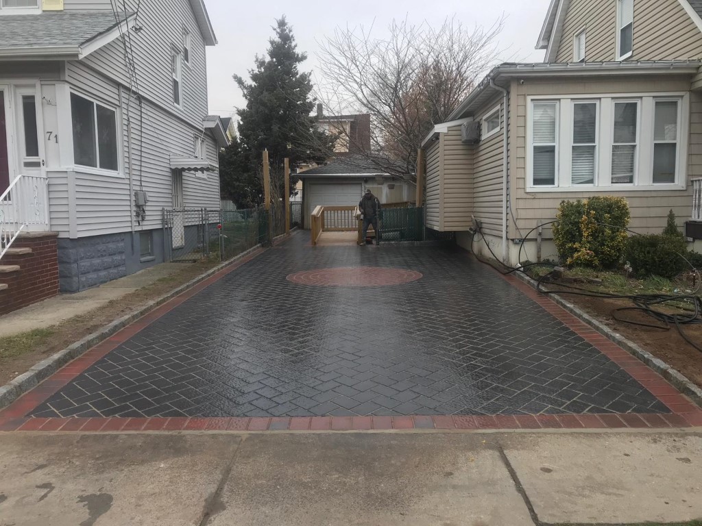 Interlock paved driveway with matching sidewalk in north arlington, new jersey (4)