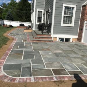 Bluestone Patio with Porch Brick Wall in Morristown, New Jersey