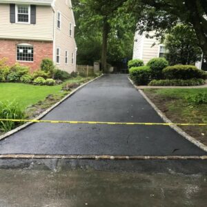 New Asphalt Driveway with Belgian Block Border in Short Hills, NJ