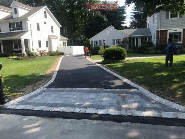 Asphalt driveway with paved interlock apron in Roselle Park, Union County
