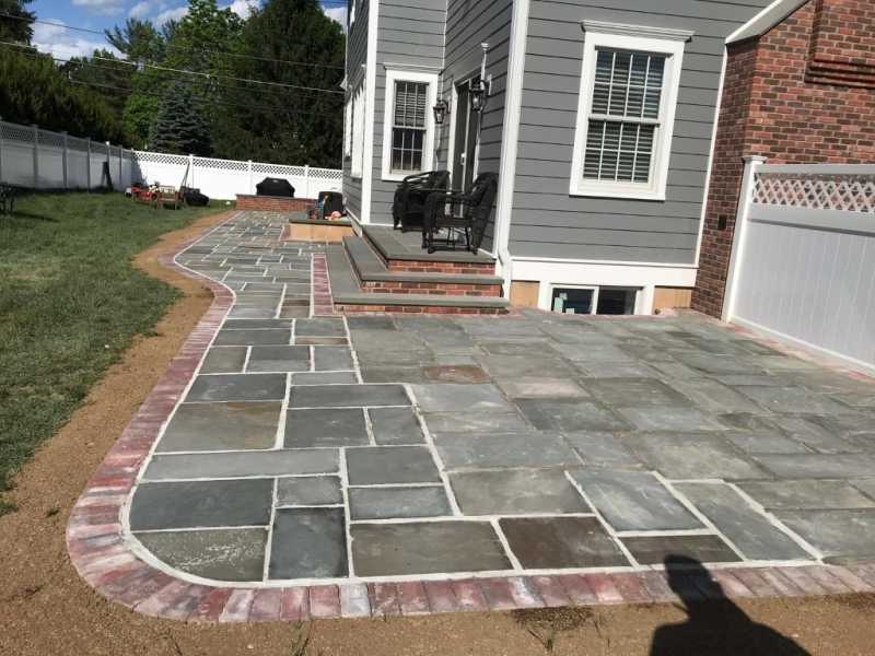 Bluestone Patio with Porch Brick Wall in Morristown, New Jersey