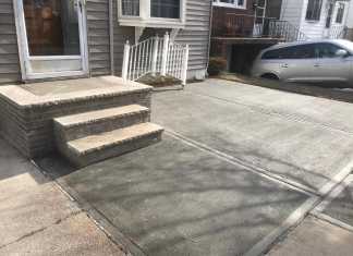 Concrete Driveway and Refurbished Stoops in North Arlington, New Jersey